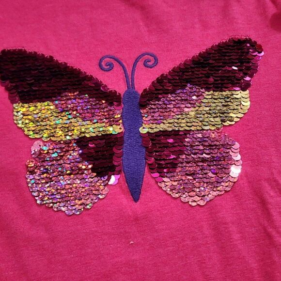 Girls Pink & Gold Reversible Sequin Butterfly Long Sleeve Shirt Size 6 NWOT - Picture 6 of 6